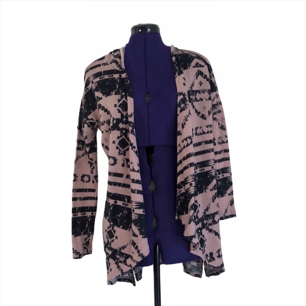 Joe Boxer Pink Black Patterned Long Sleeve Sweater
